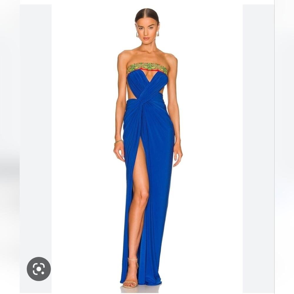 Elegant Blue Strapless Dress